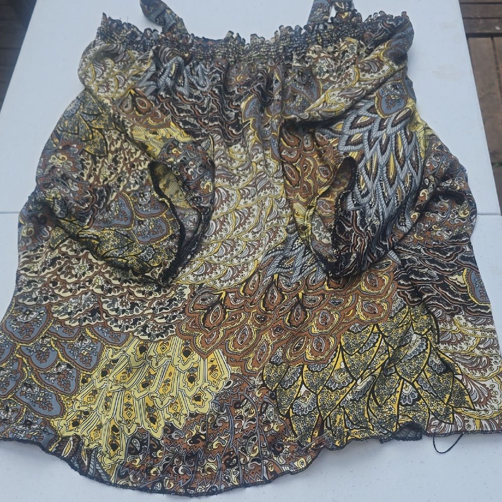 Pretty Good Yellow and Black Paisley Blouse